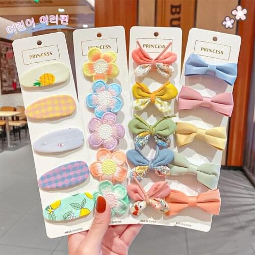 MueRaa 7 pcs/set 2021 Sweet Cute Children Girls Kawai Hair Clip Hairpins Hair Accessories Princess Cartoon Headwear Hairgrips