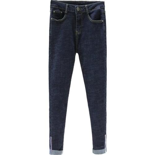 Plus size 4XL jeans women spring and autumn 2020 new Korean thin black pants ankle length fat mm high-waisted denim trousers