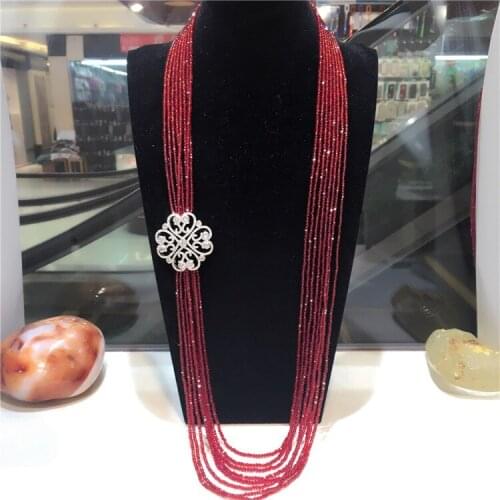 Womens fashion zircon accessories clasp accessory red glass crystal necklace welcome custom colors fine jewelry