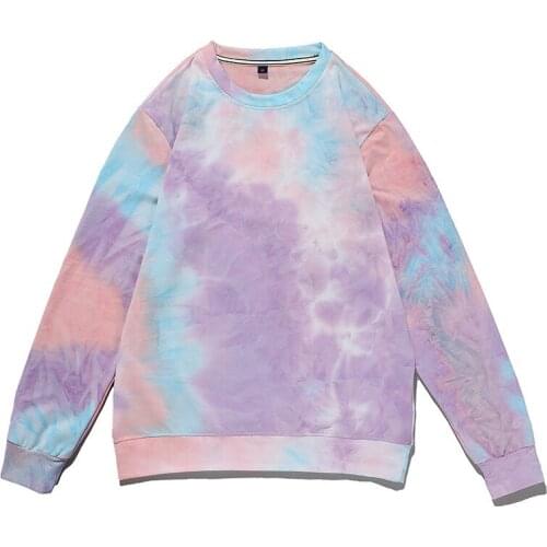 Ladies O-neck Pullover Long Sleeve Tops Loose Oversized Sweatshirt Autumn 2021 Tie-dye Print Hoodies Casual Womens Sweatshirts