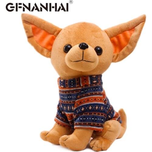 1pc 25cm cute Chihuahua dog plush toy stuffed soft animal dolls baby lovely gift cartoon simulation dog plush toy for kids girls