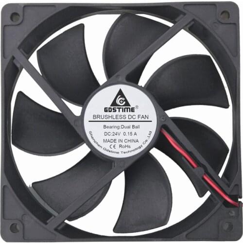 1 pcs Gdstime 12cm 120mm x 25mm DC 24V Dual Ball Bearing Brushless Cooling Fan 120x120x25mm 0.15A 12025 2Pin PC Case Cooler