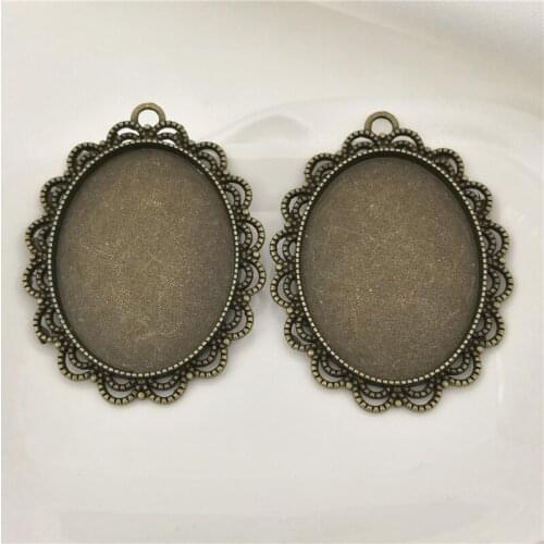 10 pieces/lot Size 41*54mm Fit 30*40mm Zinc Alloy Antique Bronze Blank Tray Cameo pendant cabochon base cameo settings