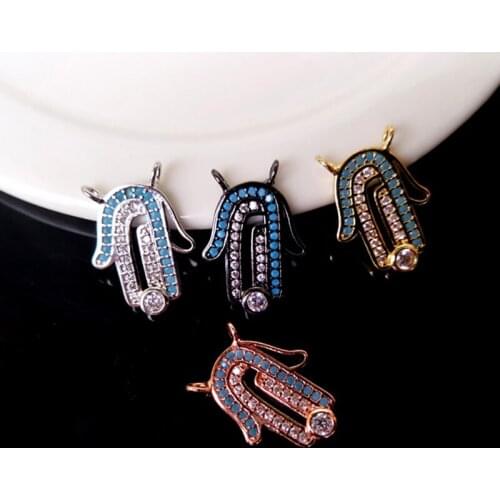 10Pcs CZ crystal Plam Connector Double Bails Charm CZ zircon Micro pave Pendant Charm Jewelry Finding DIY Bracelet necklace C154