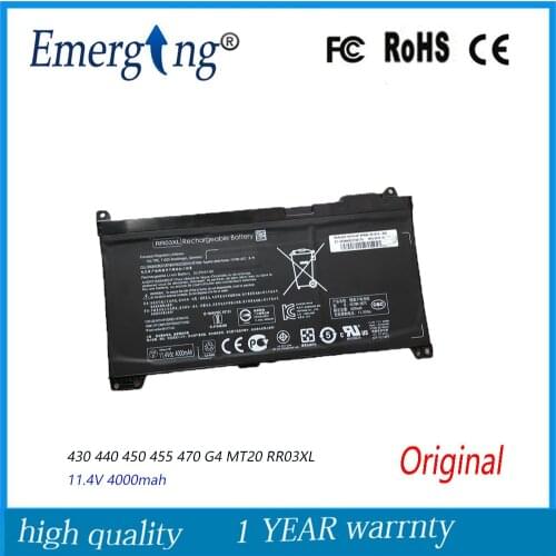 11.4V 4000mah New Original Laptop Battery RR03XL for HP ProBook 430 440 450 455 470 G4 MT20 RR03XL