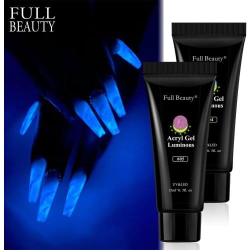 15ml Luminous Acryl Gel Glow In Dark Gel For Extension Quick Builder Fluorescent Varnish Tips Nail Art Design Manicure CH1832-1