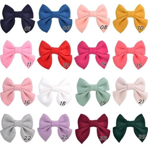 16 Pairs/lot, 3.5 inches Handmade Boutique Felt Bow Hair Clips, Baby Girls Sailor Bow With Alligator Clips Hair Accessories