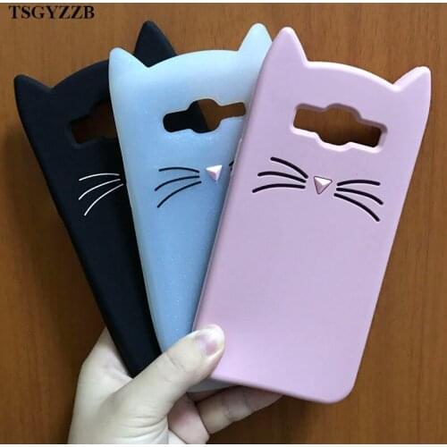 3D Animals Phone Case For Samsung Galaxy S5 S6 S7 Edge S8 S9 Plus J3 J5 J7 Prime 2016 2017 Cute Mustache Cat Soft Silicone Cover