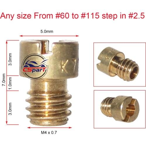 6PCS M4 carburetor main Jet injectors Nozzle For GY6 50CC PZ19 Keihin CVK PE PZ PWK ATV Buggy Scooter Dirt Bike