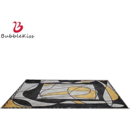 Bubble Kiss Abstract Carpet for Home Living Room Yellow Black Lines Pattern Bedroom Rug Customized Cloakroom Decor Bedside Mat