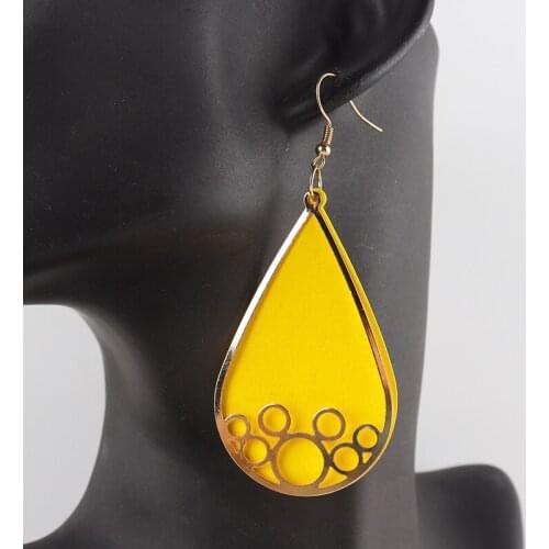 Free Shipping!2021 Hot Sale Gold Dangle Wooden Earrings can mixed colors