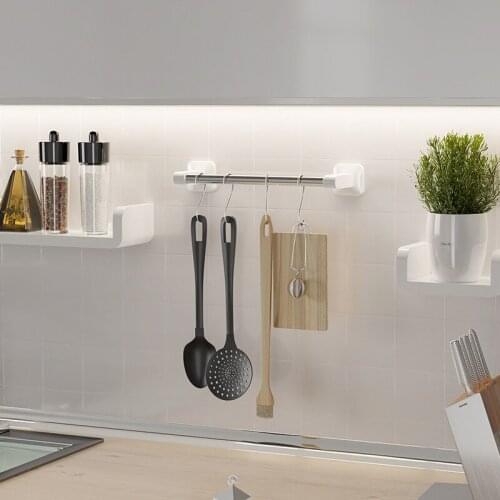Perforation-free Seamless Stickers Kitchen Paper Holder Towel Bar Vertical Roll Paper Holder Stainless Steel Towel Rack