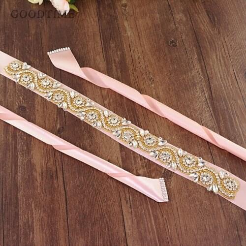 Noble Women L Belt Gold Sash For Dress Rhinestone Bridal Belt Sashes For Bridesmaid Cocktail Dresses Crysta Belt For Girl Party