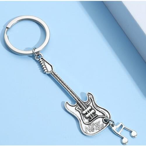 New Voice Design Keychain Electric Guitar Note Key Ring Musical Instruments Key Chains Festival Gifts DIY Jewelry Handmade