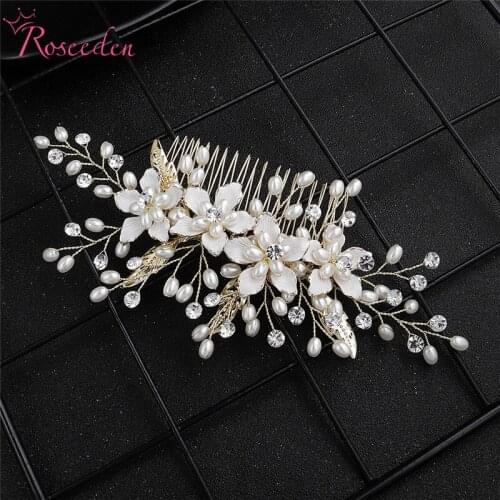 Floral Hair Comb Wedding Hair Accessories Gold Rhinestone Headband Bridal Headband Hair Pins Wedding Hair Jewelry RE3622