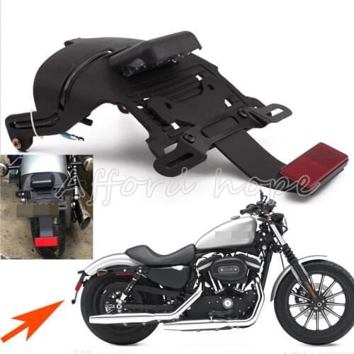For Harley Sportster XL 883 1200 48 04-14 Black 1pc Motorcycle Rear Fender Mount License Plate LED Light Red Lens Free Shipping