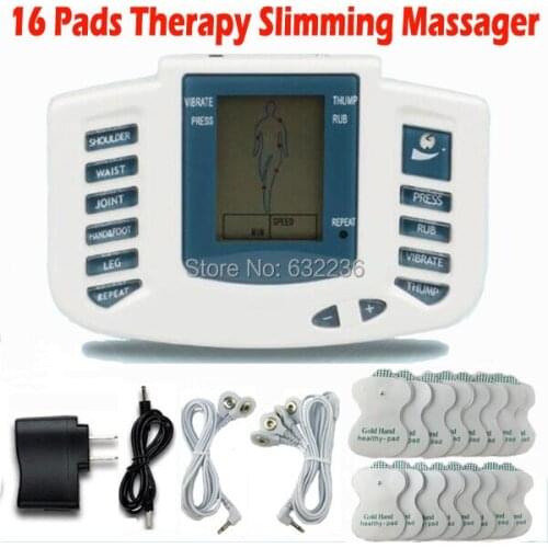 Freeshipping JR309A Electrical Muscle Stimulator Massageador Tens Acupuncture Therapy Machine Slimming Body Massager 16pcs pads