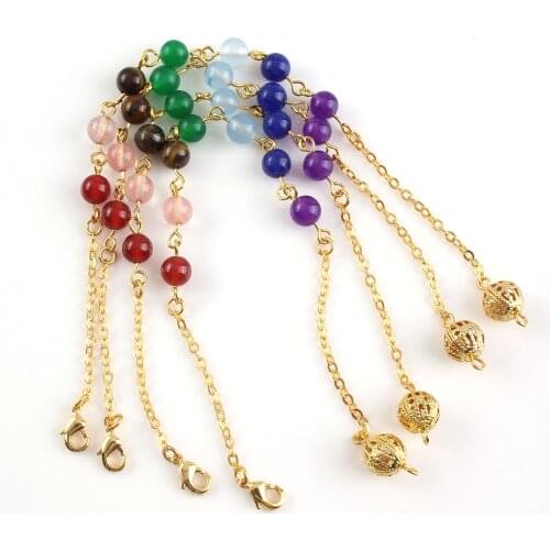 FYSL Wholesale 10 Pcs Light Yellow Gold Color Many Style Stone Beads Pendant Healing Chakra Necklace Link Chain Jewelry
