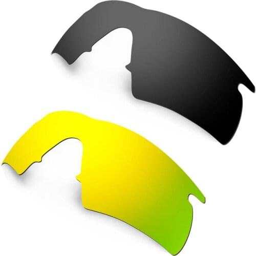 HKUCO Black/Gold 2 Pairs Polarized Replacement Lenses For M Frame Hybrid Sunglasses Increase Clarity