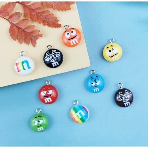 JeQue 20pcs/pack Expression Chocolate Beans Resin Charms Cute Pendant Earring DIY Fashion Jewelry Accessories SO CUTE 15*21mm