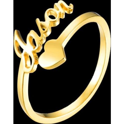 Personalized Customize Name Rings Heart Engraved Name Ring Stainless Steel Gold Rings For Women Anniversary Jewelry Gifts