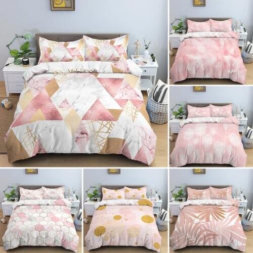 Bedding Sets Duvet Cover Pillow Case Home Bedding Set 2-3Pcs High Quality Lovely Gilded Pattern With Feather Leaves Flower