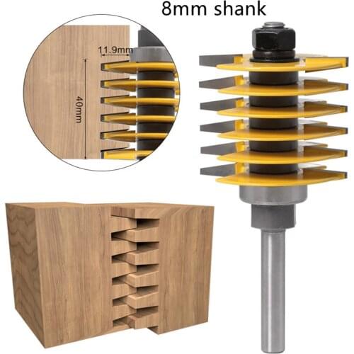 1pc 8mm Shank 12mm shank 2 Teeth Adjustable Finger Joint Router Bit Tenon Cutter Industrial Grade for Wood Tool