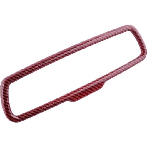 Carbon Fiber Style Red Interior Inner Rearview Mirror Cover Bezel Trim Fit for Dodge Challenger 2015 2016 2017 2018 2019 2020