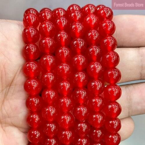 Natural Stone Red Jasper Chalcedony Jades Loose Round Beads DIY Bracelet Earrings for Jewelry Making 15" Strand 4 6 8 10 12 14MM