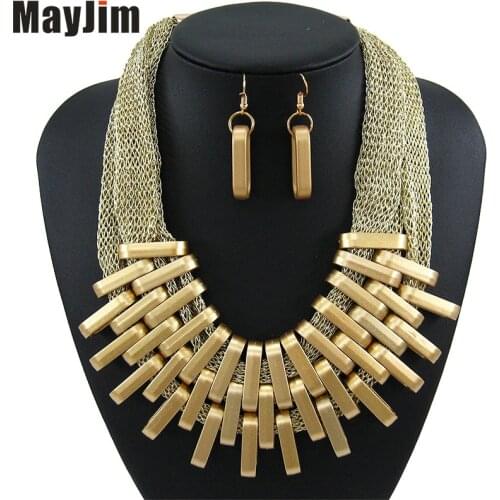 MayJim Statement necklace 2019 fashion jewelry sets Vintage long gold silk chain women Geometric jewelry sets Bijoux Accessories