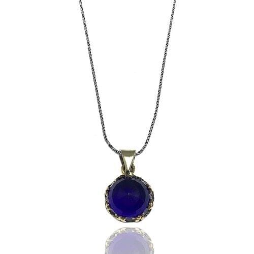 Midyat Silver World Authentic Sterling Silver Necklace Sapphire Gemstone