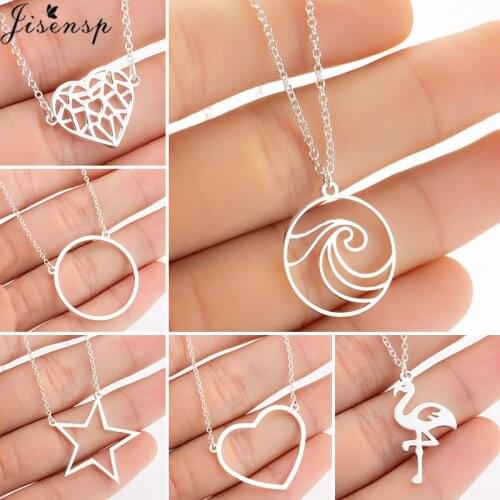 Fashion Circle Clavicle Chain Necklace Women Collares Simple Wave Star Heart Pendants Necklaces Minimalist Jewelry Choker Gift