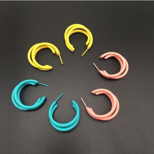 Fashion Metal Summer Candy color Elegant Multi layer Ring Earring jewelry Woman Vintage Gold Color Cheap Earrings Accessories