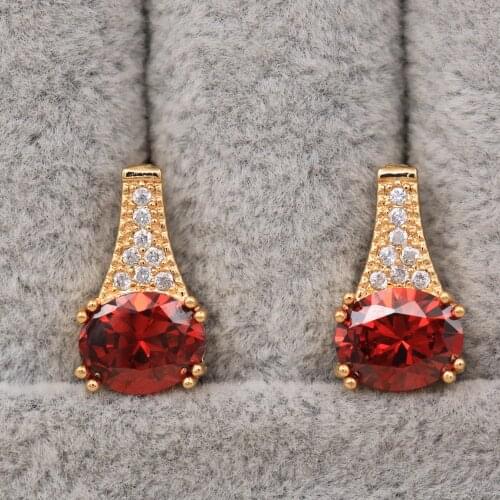 Trendy Gold Plated Copper Hoop Earrings Green Red Round Zirconia For Women Fashion Jewelry Accessories Wedding Anniversary Gift