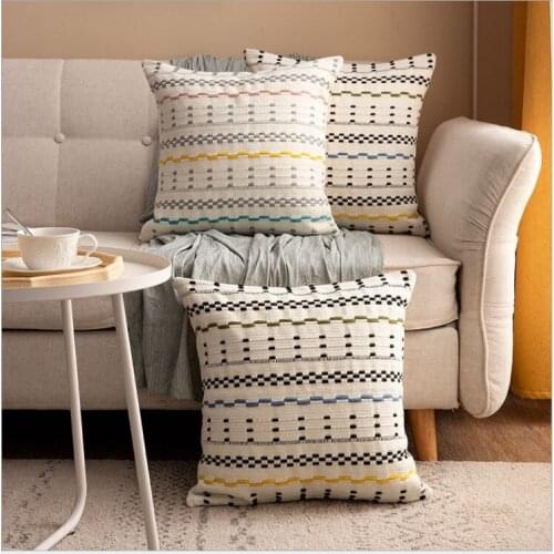 Thick Cotton Jacquard Pillow Cover 45x45cm Pink grey Black Blue Home Decor Cushion Cover Decoration Pillowcase pillowsham