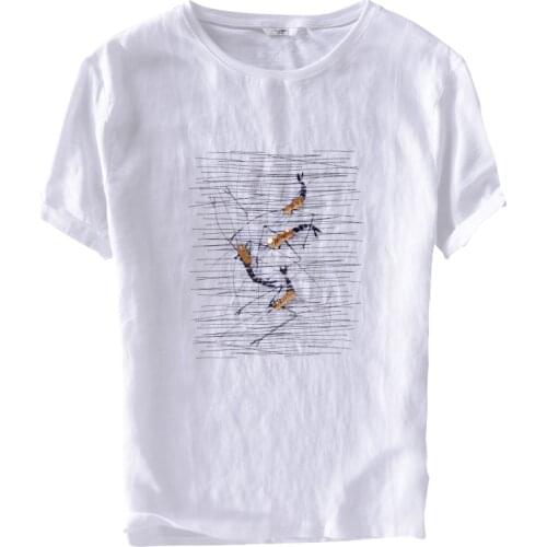 New arrival Italy style brand linen t shirt men summer white mens t-shirt tops casual fashion t shirts male camisa chemise