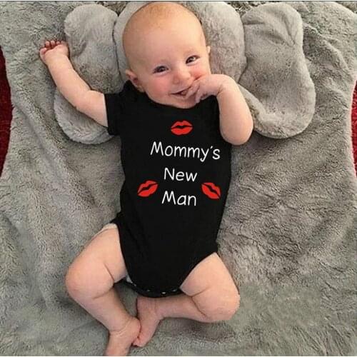 Newborn Baby Clothes Short Sleeve Boy Clothing Mommys New Man Design 100% Cotton Rompers De Bebe Costumes Black