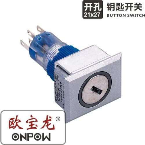 ONPOW 22mm rectangular head key lock switch LAS1-AWJ-Y