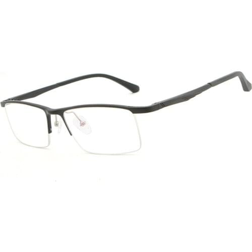 Optical Glasses Prescription Photochromic Lenses Classic Large Al-mg Alloy Half-rim Frame Myopia Short Sight Reading Glasses
