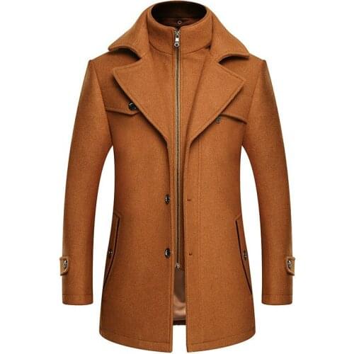 Autumn Winter Yellow Woolen Coat Male Slim Large Size Windbreaker Men Thick Extra Long Wool Coat Mens Casual Overcoat 3xl 4xl