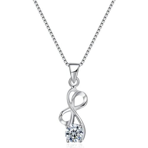 SILVERHOO 925 Sterling Silver Choker Necklaces For Women Trendy Cubic Zirconia Cute Bowknot Pendant Necklace Fine Jewelry Gift