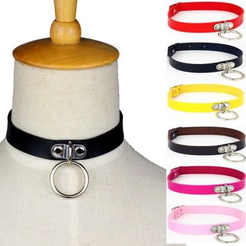 Fashion Punk Simple Faux Leather Heart Cross Round Pendant Necklace Women Choker Neck Chain Short Jewelry Girlfriend Gift