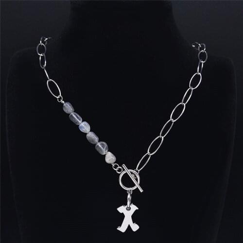 Hip Hop Stainless Steel Flash Stone Pendant Necklace Women X Letter Chocker Necklace Jewelry collar acero inoxidable NXS03