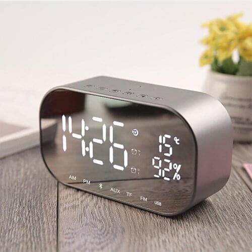 Portable Bluetooth Speaker Super Bass Wireless Stereo Speakers Support TF Mirror Alarm Clock For Phone Computer
