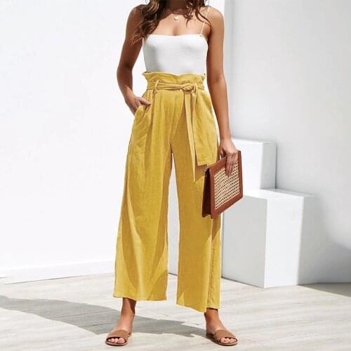 Foridol casual high waist wide leg pants women streetwear sash long pants bottom trousers autumn palazzo pants 2020