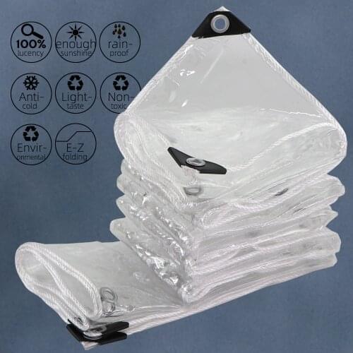 0.35mm Clear Tarpaulin with Eyelets Dustproof Rainproof Gardening Outdoor PVC Thicken Cloth Balcony Bonsai Succulent Keep Warm