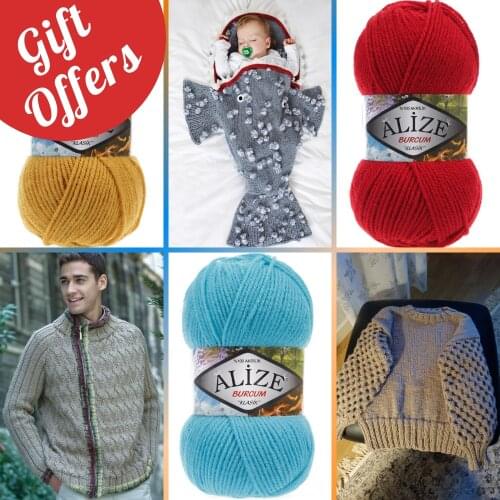 Alize Burcum Klasik 5 Ball Hand Knitting Yarn, 100 grams 210 meters, Acrylic, Autumn / Winter Season, Crochet, Clothes, Cardigan, Blouse, Quality, Hobby, Palmiye, Turkey - DIY