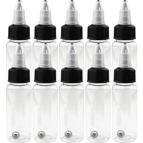 5-10pcs 30/50/60/120/250ml Recyclable Clear Tattoo Airbrush Ink Pigment Bottles Empty Bottle Container For Tattoo Ink Color