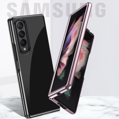 Luxury Plating Clear Transparent PC Hard Cell Phone Cases for Samsung Galaxy Z Fold3 Fold2 5G Back Cover Coque