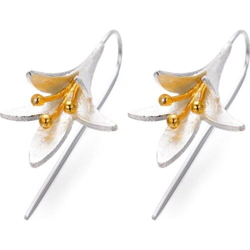 Silver earrings 2016 New fashion trumpet flower 925 sterling silver ladies`stud earrings jewelry gift